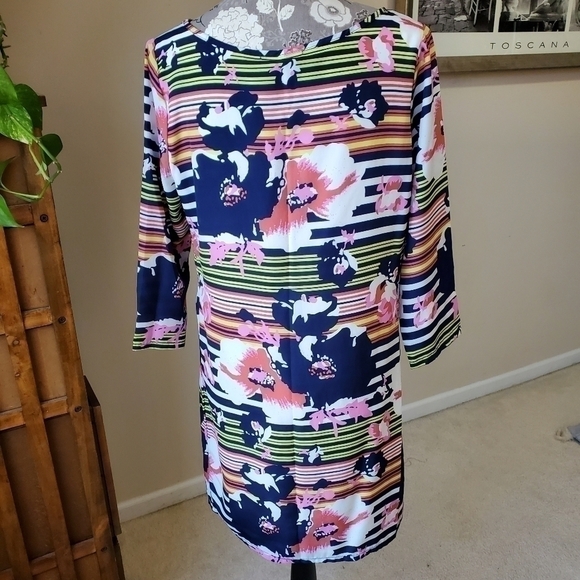 Pim & Larkin Floral Striped 3/4 sleeve Dress Sz. L - Picture 5 of 8